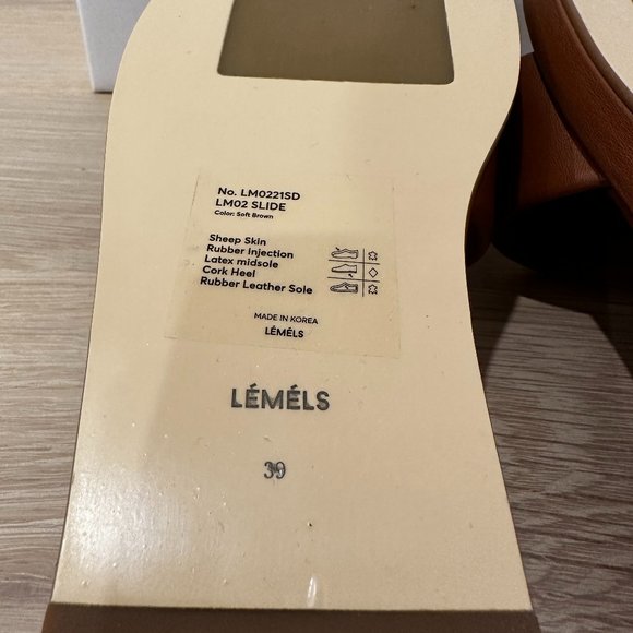 LÉMÉLS - BROWN LEATHER SLIDES - SIZE 39 (8) - Picture 5 of 7